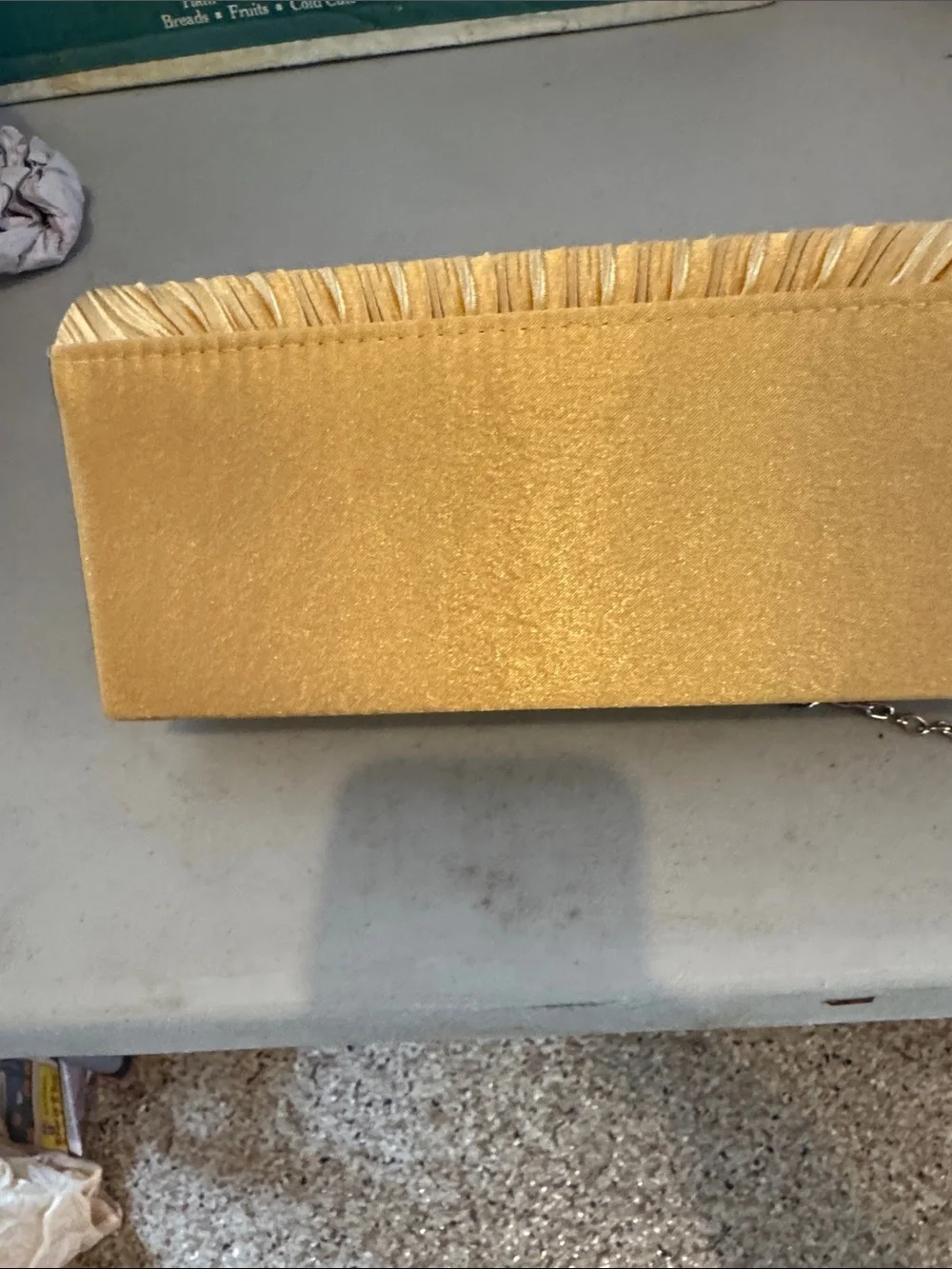 Gold Satin Evening Clutch with Crystal Band